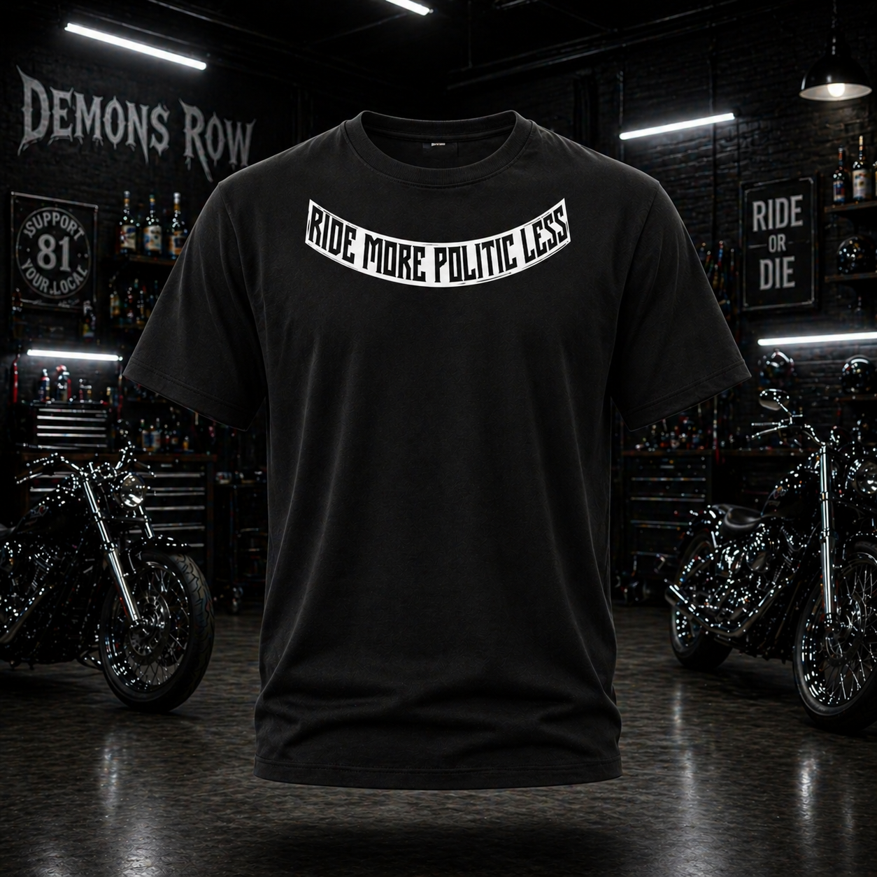 Black Ride More Politic Less T Shirt