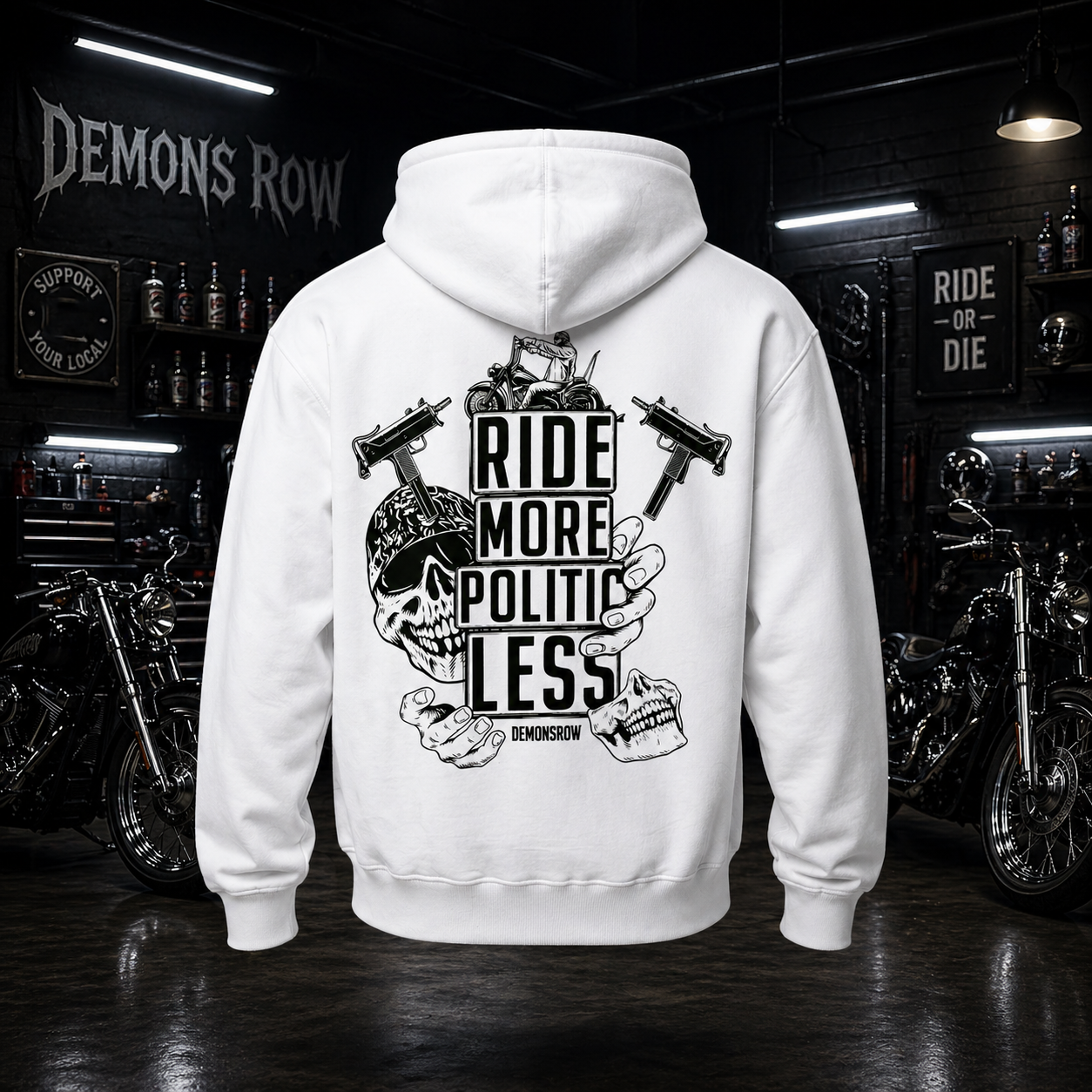 White Ride More Politic Less Hoodie