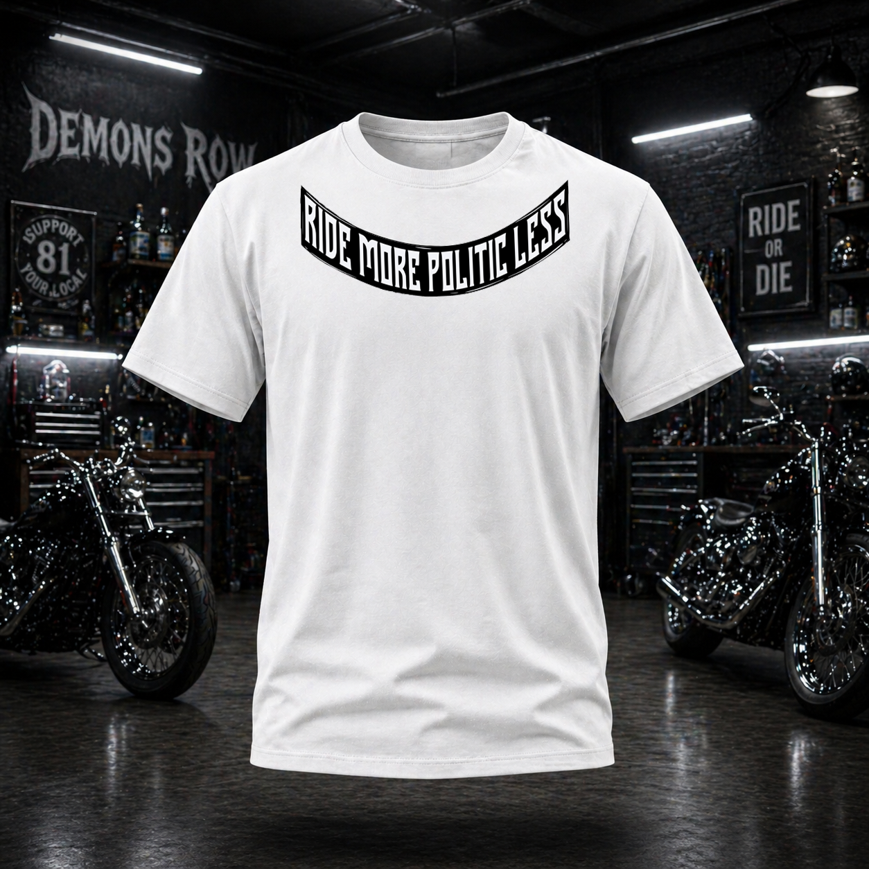 White Ride More Politic Less T Shirt
