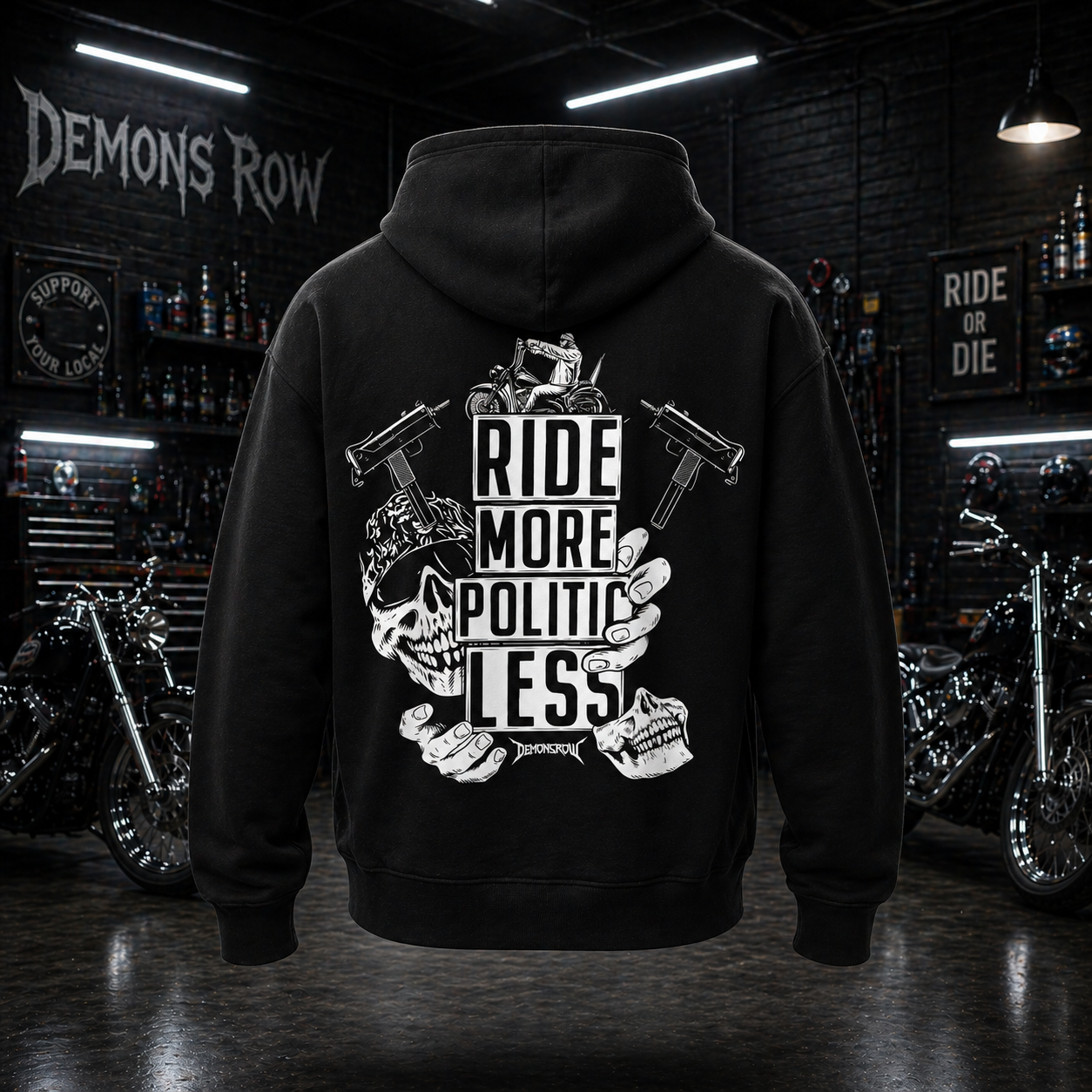 Black Ride More Politic Less Hoodie
