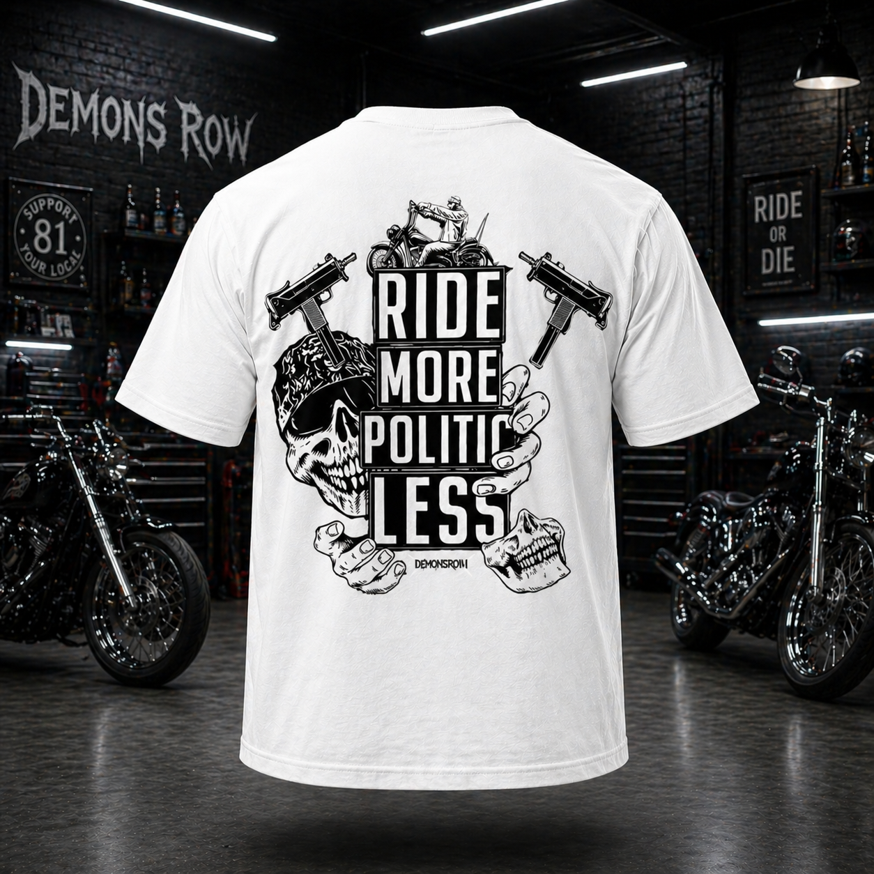 White Ride More Politic Less T Shirt