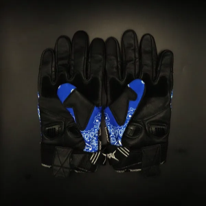 Royal Blue And White Paisley Motorcycle Gloves
